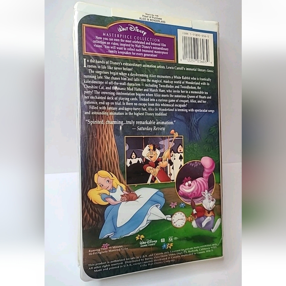 SEALED Alice in Wonderland VHS Walt Disney Masterpiece Collection - Rare - Picture 3 of 7